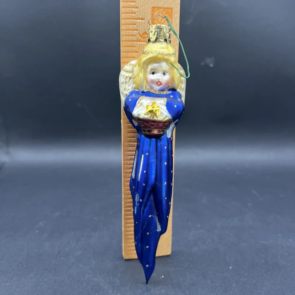 Vintage Christmas Christborn Germany Hand-Blown Glass Angel Icicle Ornament